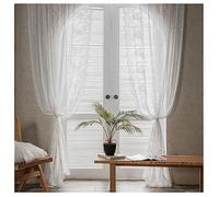 KnSam Rideaux Voilages Blanc avec Oeillets, Rideau Dentelle Vague, 2 Panneaux, 260 x 280cm (1 Panneau: 130 x 280cm)
