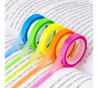 KNUIUYY Lot de 10 Rouleaux de Ruban Adhésif Fluorescent Amovible et Transparent, Notes Adhésives Fines, Onglets D'annotation pour Enseignants, étudiants, Bureau, 0,6 cm x 5 m