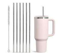 KNUIUYY Lot de 6 Pailles En Acier Inoxydable, avec 1 Brosse de Nettoyag, Pailles Réutilisables, Compatibles avec Stanley Cup, Compatibles Avec La bouteille d'eauLait Glacé, Milkshakes, Thé