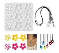 KNUIUYY Moule en Résine Epoxy, Moule en Silicone pour Pendentif Fleur, Moules DIY pour Création de Bijoux, pour Fabrication de Boucles d'oreilles Bijoux Porte-clés Pendenti(avec Colliers)