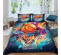 KOABERUVN 3D, Imprimé Zeimage_Basketball Ensemble De Literie Microfibre Super Douce Et Respirante Housses De Couettes 3 Pièces E