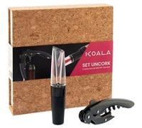 Koala Tire-bouchon et aérateur UnCork HT – à deux temps, aérateur réglable – Coffret cadeau liège Noir