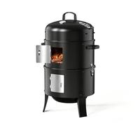 KOBENDA Barbecue Fumoir 3 en 1, Smoker Fumoir au Charbon pour Fumoir Viande et Poisson, Version A Froid avec Thermomètre et Évacuation d'Air Réglable, Barbecue charbon 2 Grilles Inox