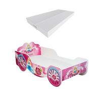 KOBI Enfant avec Protection antichute Carriage Princess | 140x70cm | Adolescent avec Matelas | Enfants Garçons et Filles | Lit de Voiture Simple