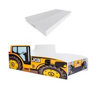 KOBI Enfant Tracteur Jaune Car Auto | 80 x 160 cm | Thème Ferme Agro | Enfants Garcon Fille | avec Sommier et Matelas | Cabane avec Barriere