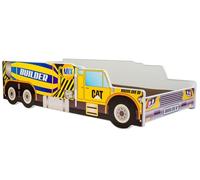 KOBI Enfant Voiture Véhicule Auto | Bétonnière Camion Malaxeur | 80 x 160 cm | Enfants Garçon Fille | avec Sommier et Matelas | Cabane avec Barrière