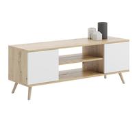 KOBI Focus Armoire TV | Meuble | Style scandinave pour Le Salon | Espace de Rangement spacieux | Pieds en Bois | Design Moderne (chêne Artisan - Blanc)