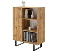 KOBI FONDI Armoire - Style Loft, 6 étagères, Pieds en métal, 1 Porte, Meuble de Salon - 90x116x40 cm (chêne Craft)