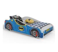 KOBI Lit de Voiture pour Enfant | Bat Car | 70 x 140 cm | Multicolore | Thème Batman Batmobil Super-héros | Enfants Garcon Fille | avec Sommier et Matelas | Cabane avec Barriere