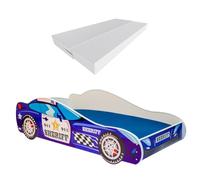 KOBI Lit de Voiture pour Enfant | Sheriff Car | 70 x 140 cm | Multicolore | Thème Police Gendarmerie Car | Enfants Garcon Fille | avec Sommier et Matelas | Cabane avec Barriere