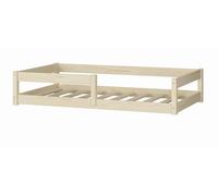 KOBI Lit d'enfant 120x60 cm, avec Tringle - Lit de Sol Nordi en Bois de pin Naturel