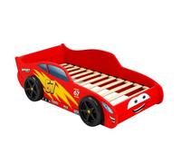 KOBI Lit en Forme de Voiture 140 x 70, Rouge, avec des Roues en 3D, sans Matelas, pour Chambre d'enfant Cars
