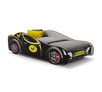 KOBI Lit Enfant Dark Racer 160x80 avec Matelas - Superbe lit Voiture Motif Super-héros pour garçon et Fille, Moderne, sécurisé et extrêmement Confortable pour Un Sommeil Parfait