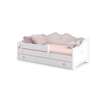 Kobi Lit d'enfant EMMA avec tiroir et barrière 180 x 80 cm rose