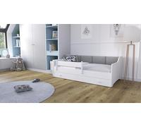 Kobi Lit Enfant Eryk Blanc | 160x80 | Panneaux rembourrés | Tiroir, Matelas, Garde-Corps | pour la Chambre des Enfants | pour Une Fille | pour Un garçon (Panneaux Gris)