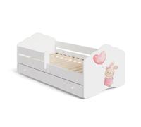 KOBI Lit Enfant Fala Bunny 160 x 80 cm - barrière et tiroir, thème Lapin | KOBI - ref. FALA BAR+SZU 160x80 BUNNY - 5907541206623 - Gris - Materiaux mixtes