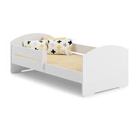 KOBI Lit Enfant LUK avec Matelas, Blanc | pour Chambres d'enfants | pour Un garçon et Une Fille | Lit Bebe pour Enfants | (sans tiroir, 140x70)