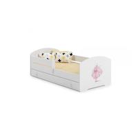 Lit pour enfant ""princesse"" avec tiroir, matelas et barrière de protection taille 160x80
