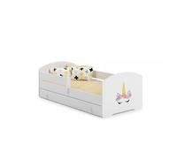 Lit enfant Luk 160x80 ""corne de licorne"" avec tiroir, balustrade et sommier