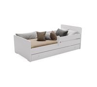 KOBI Lit Enfant MAX Blanc 160x80 avec Tiroir et Barrière