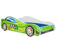 KOBI Lit Enfant Voiture 160x80 Speed Car Vert, lit pour garçon en Forme de Voiture de Course, lit sécurisé pour Chambre d’Enfant avec imprimé décoratif
