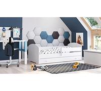 KOBI Lit pour Enfant LUK avec Rampe et tiroir 160 x 80 cm