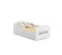 Lit enfant Luk ""Train"" 160x80 avec tiroir, matelas et sommier