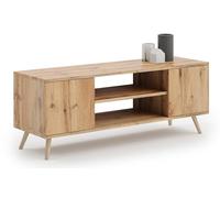 KOBI Meuble TV Focus 135 | Style scandinave sur Pieds en Bois | Meuble TV pour Le Salon et la Salle à Manger (Chêne doré)