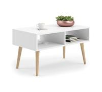KOBI Table Basse scandinave Sandi Blanc, Pieds en Bois - Un canapé Moderne pour Le Salon (Blanc)