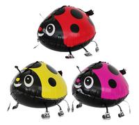 Koboko Airwalker Lot de 3 ballons en aluminium en forme d'animaux, coccinelle, ballons à l'hélium, décoration d'anniversaire, ballons en aluminium pour fête d'anniversaire d'enfant