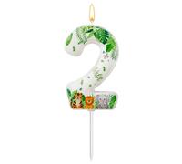 Koboko Bougie d'anniversaire avec motif animal de la jungle, numéro 2, motif sauvage avec tigre, lion et éléphant