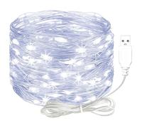 Koboko Guirlande lumineuse LED avec USB, 10 m, 100 LED, étanche, fil de cuivre, blanche, à piles, lumières décoratives pour chambre à coucher, jardin, Noël, mariage, anniversaire