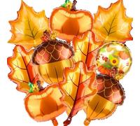 Koboko Lot de 10 ballons en aluminium d'automne avec feuille d'érable, citrouille, gland