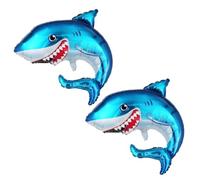Koboko Lot de 2 ballons en aluminium bleu requin pour décoration de fête d'anniversaire sur le thème de l'océan