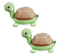 Koboko Lot de 2 ballons en aluminium en forme de tortue mignonne - Vert et marron - Finition mate - Non flottant - Décoration de fête