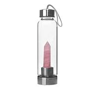 KOCAN Bouteille d'eau en Verre Cristal, Bouteille d'eau avec Sangle de Transport Facile sur Le Dessus en Pierre gemme Amovible pour Le Bureau de Voyage en déplacement 550 ML