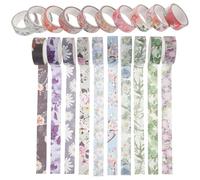 KOCKSHION 20rouleaux Washi Tape Ruban Adhésif Décoratif avec Motifs Fleurs Dorées pour Scrapbooking DIY Bricolage Cadeaux et Découpage Ensemble de Tapes Stylish Laisser de Traces