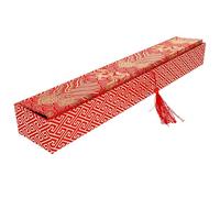 KOCKSHION Boîte D'éventail Pliant avec Couvercle de Style Chinois en Tissu Rouge Boîte de Rangement Délicate pour Ventilateurs Pliants pour Organiser et Offrir