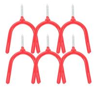 KOCKSHION Crochets à Visser pour Garage 6 Pièces en Métal Galvanisé Rouge, Design Double Crochet en Y, Organiseur Mural Robuste pour Outils et Rangement D'espace