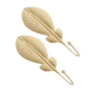 KOCKSHION Crochets Muraux Patère Murale Chic Forme Plume en Métal Doré Lot de 2 Mini Taille, sans Perçage, Crochet Décoratif et Pratique pour Cintres à Vêtements pour Chambre et Salon