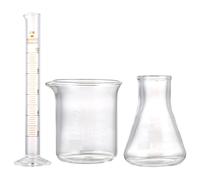 KOCKSHION Ensemble 3pcs Verre pour Laboratoire Bouteille Conique, Tasse à Mesurer Précise, Résistance Chimique, Capacité 10ml et 50ml pour Projets Expérimentaux