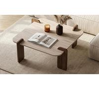 Kocoon Tables basses: BROOKLYN -Table basse carrée effet travertin et noyer 90 x 90 cm
