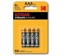 Kodak Piles CAT 30951990 XTRALIFE AAA (LR03) Alcalines Pack de 4 Noir