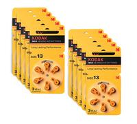 Kodak Lot de 10 piles pour appareils auditifs, performance longue durée, appareils auditifs Cic, Itc, alternative NHS [10 paquets de 6 cellules] (312 marron)