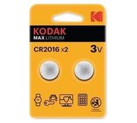 KODAK Pack 2 Piles Bouton Lithium CR2016 3V G