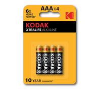 Kodak Piles CAT 30951990 XTRALIFE AAA (LR03) Alcalines Pack de 4 Noir