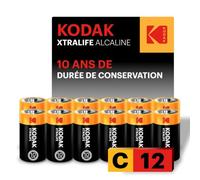 KODAK Piles Alcalines C (12 Pièces) LR14, 1,5V