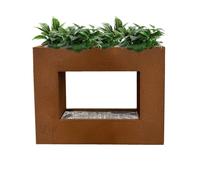 KÖHKO® 32001B Rideau d'eau plantable avec éclairage LED Hauteur 60 cm en acier Corten avec jardinière en acier inoxydable Cascade Fontaine d'intérieur