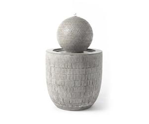 KÖHKO Fontaine de jardin sphérique zen avec LED - Fontaine décorative moderne avec surface structurée pour jardin, terrasse et intérieur