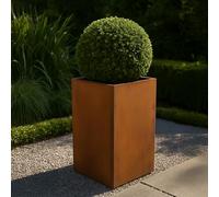 Köhko® Pot de fleurs design Viva en acier Corten, aspect rouille 45 x 45 x 80 cm | Pot de plantation en aspect rouille